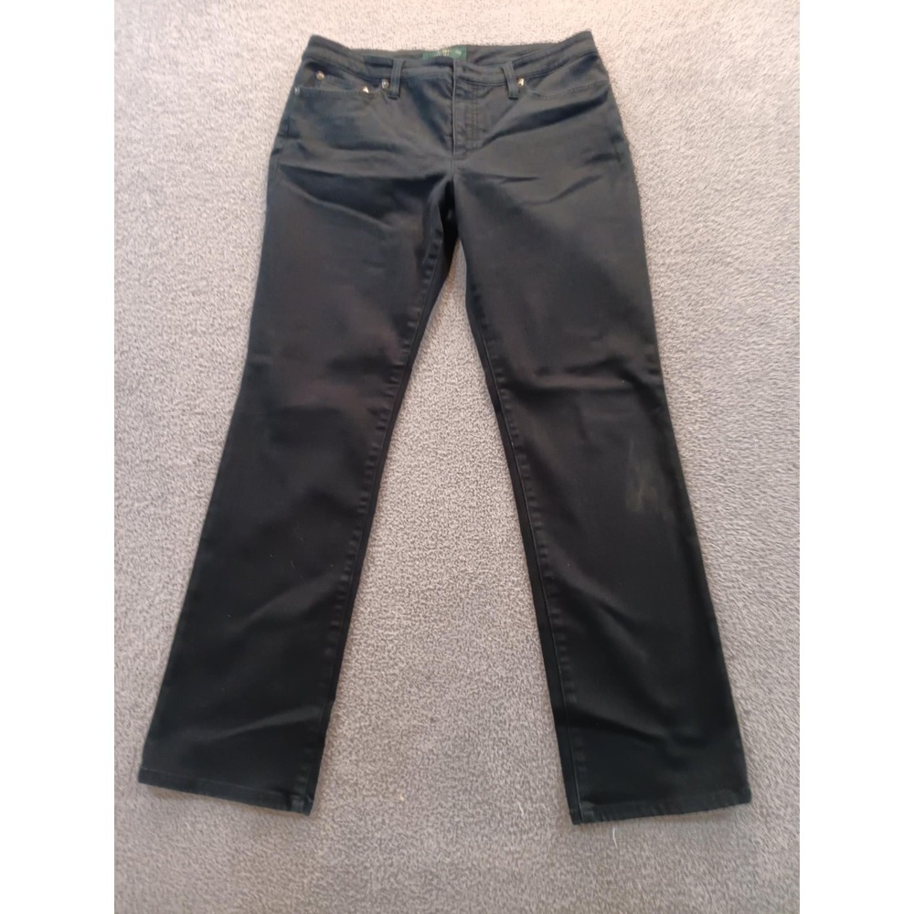 Lauren Ralph Lauren LRL Straight Leg Jeans Women's Size 12 Black Mid Rise Stretc